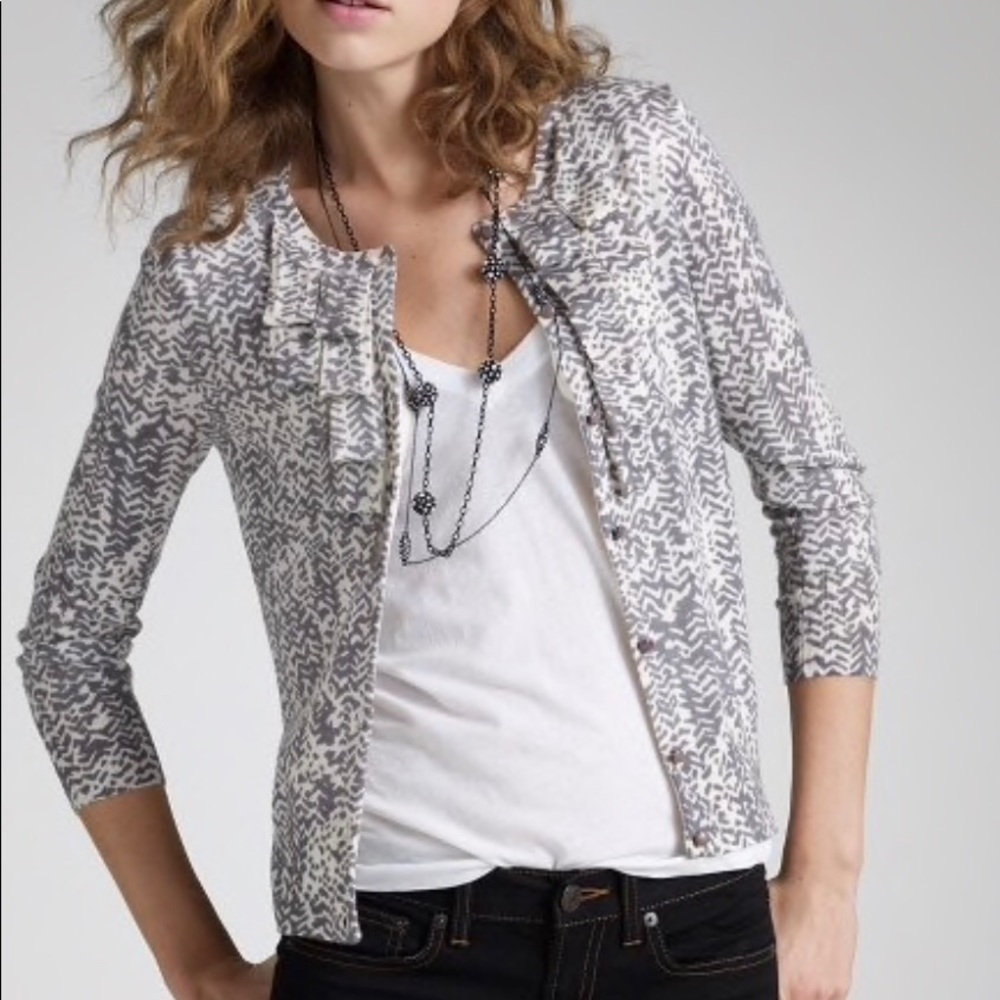 J. Crew Strada Ruffle Cardigan 100% Merino Wool